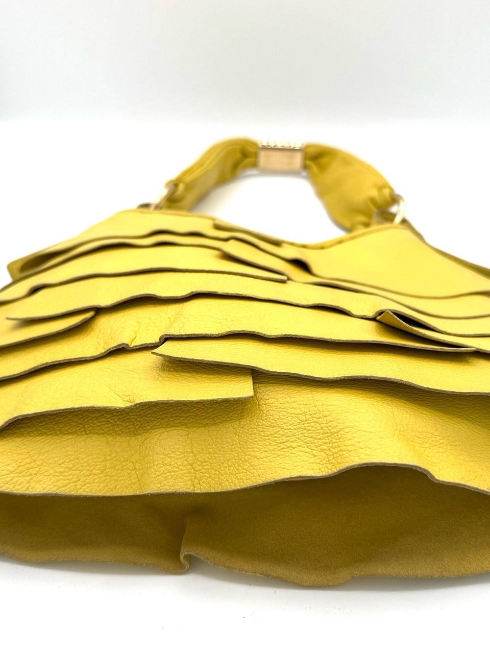 Yves Saint Laurent Yellow Layered Ruffle Leather St. Tropez Mombasa Shoulder Bag - Picture 5 of 12